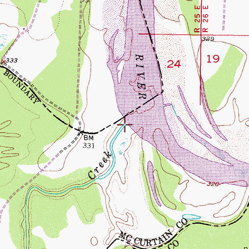 Topographic Map of North Mill Creek, TX