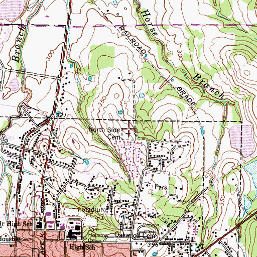 Topographic Map of North Side Cemetery, TX