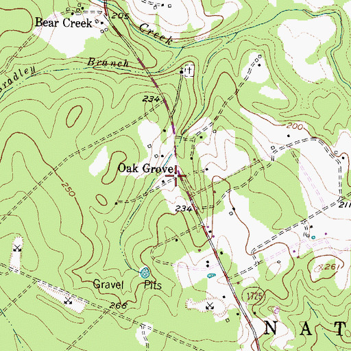 Topographic Map of Oak Grove, TX