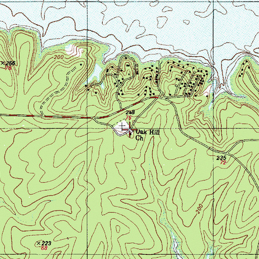 Topographic Map of Oak Hill Church, TX