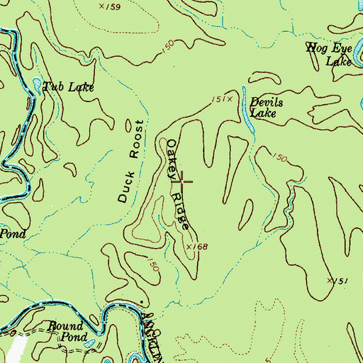 Topographic Map of Oakey Ridge, TX