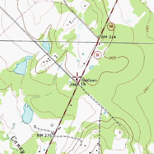 Topographic Map of Oaklawn Church, TX