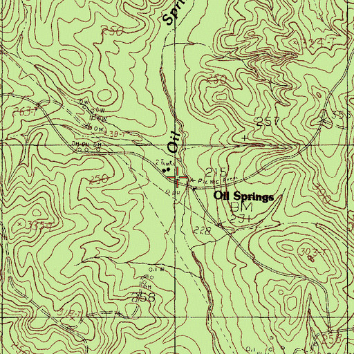 Topographic Map of Oil Springs, TX