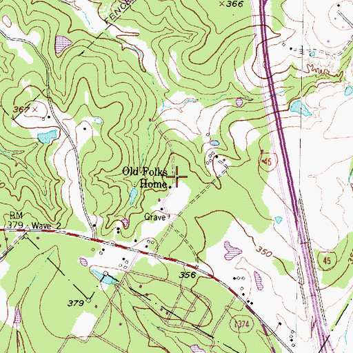Topographic Map of Old Folks Home, TX