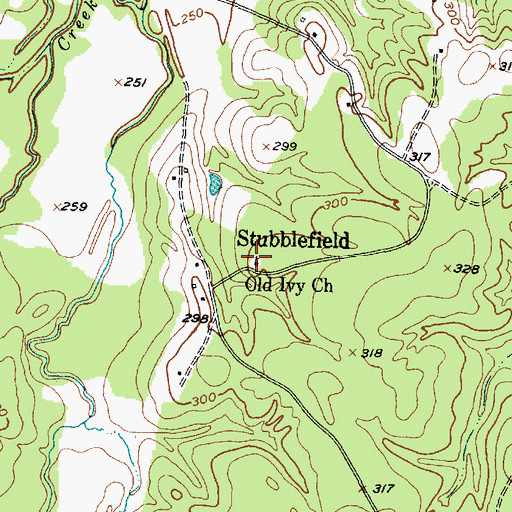 Topographic Map of Old Ivy Baptist Church, TX