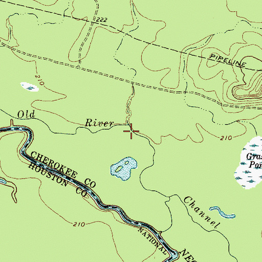 Topographic Map of Old River Channel, TX