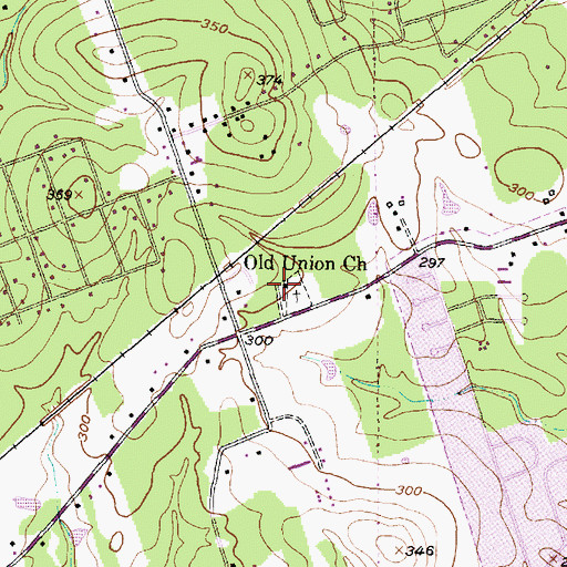 Topographic Map of Old Union Church, TX