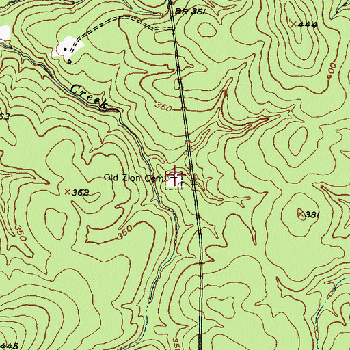 Topographic Map of Old Zion Cemetery, TX