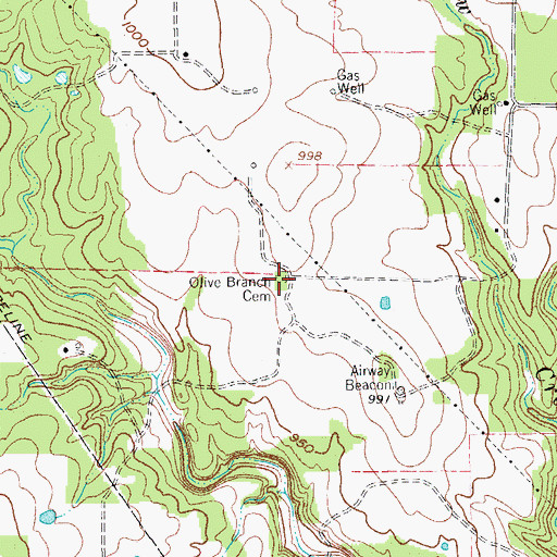 Topographic Map of Olive Branch Cemetery, TX
