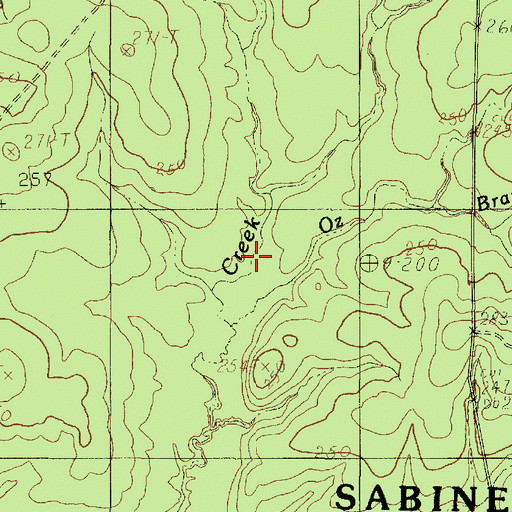 Topographic Map of Oz Branch, TX