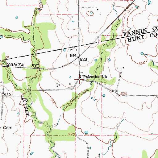 Topographic Map of Palestine Church, TX