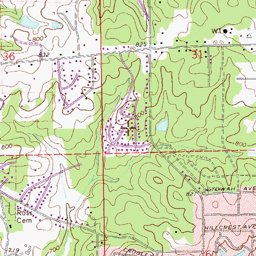 Topographic Map of North Hills, AL