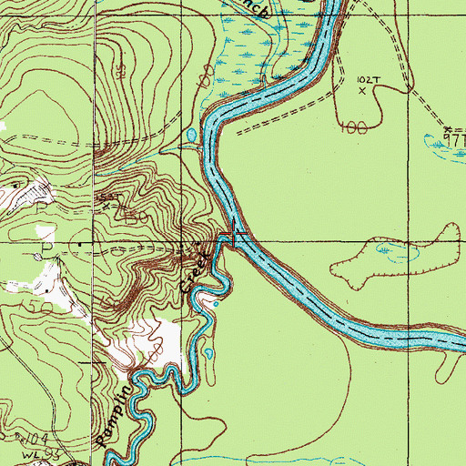 Topographic Map of Pamplin Creek, TX