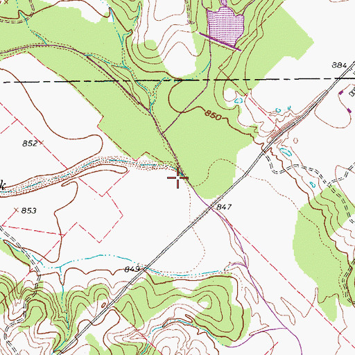 Topographic Map of Panther Creek, TX