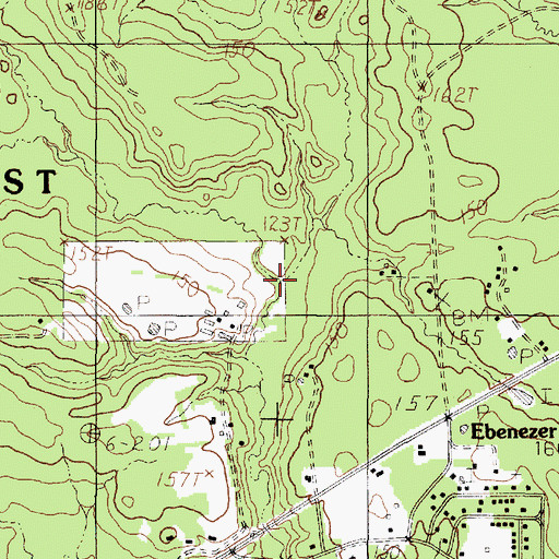 Topographic Map of Buck Branch, TX