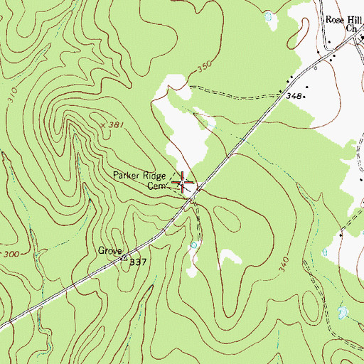 Topographic Map of Parker Ridge Cemetery, TX