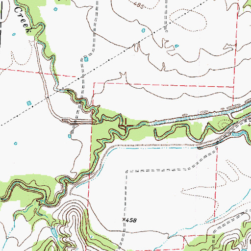 Topographic Map of Pecan Creek, TX