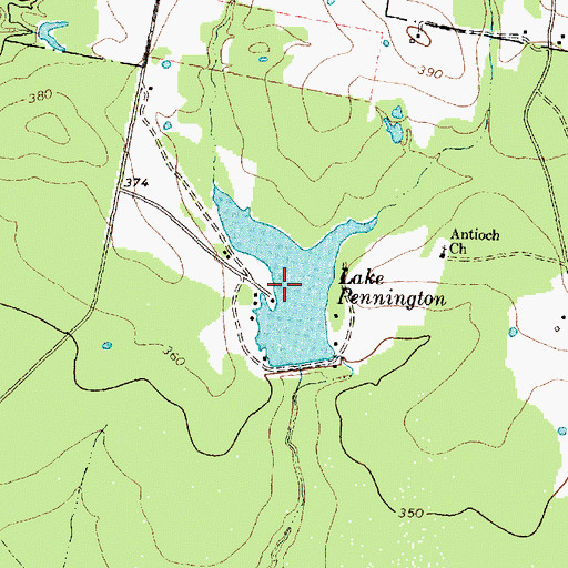 Topographic Map of Lake Pennington, TX