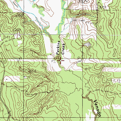 Topographic Map of Perkins Creek, TX