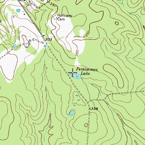 Topographic Map of Persimmon Lake, TX