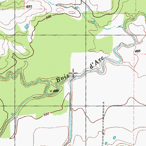 Topographic Map of Pettigrew Branch, TX