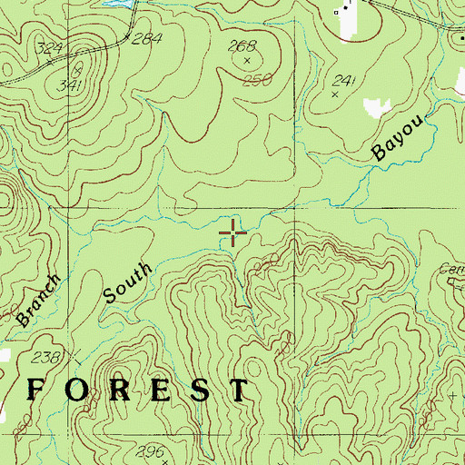Topographic Map of Pettit Branch, TX
