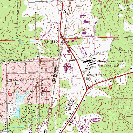 Topographic Map of Opelika High School, AL