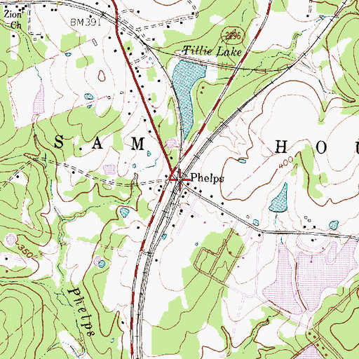 Topographic Map of Phelps, TX