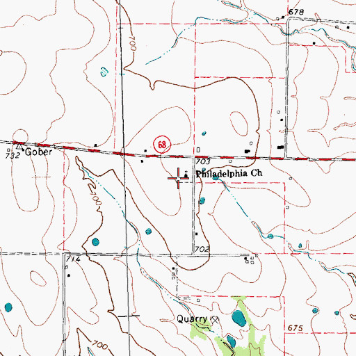 Topographic Map of Philadelphia Church, TX
