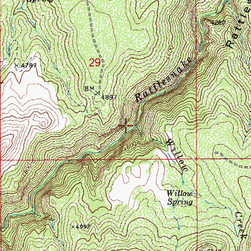 Topographic Map of Willow Creek, AZ
