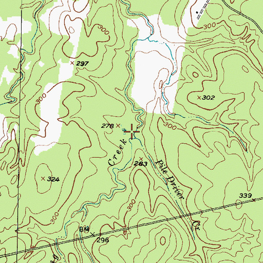 Topographic Map of Pile Driver Creek, TX