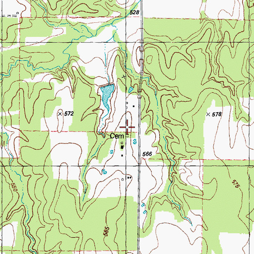 Topographic Map of Pilgrims Rest Cemetery, TX