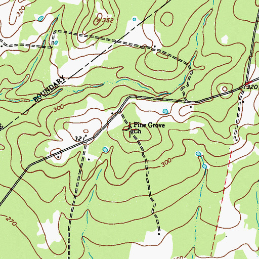 Topographic Map of Pine Grove Baptist Church, TX