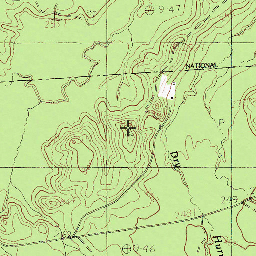 Topographic Map of Pine Hill Cemetery, TX
