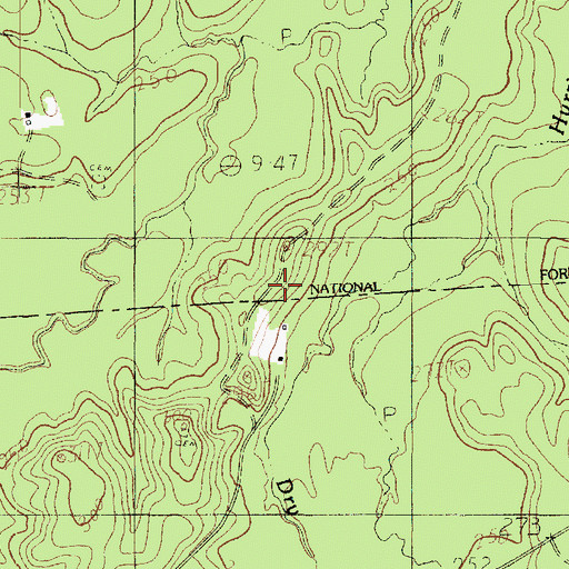 Topographic Map of Pine Hill Church, TX