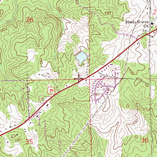 Topographic Map of Open Door Church, AL