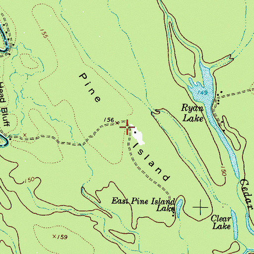 Topographic Map of Pine Island, TX