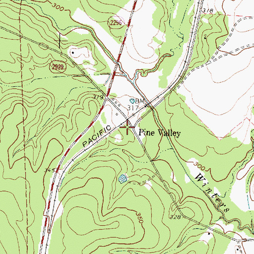 Topographic Map of Pine Valley, TX