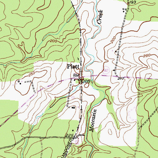 Topographic Map of Platt, TX