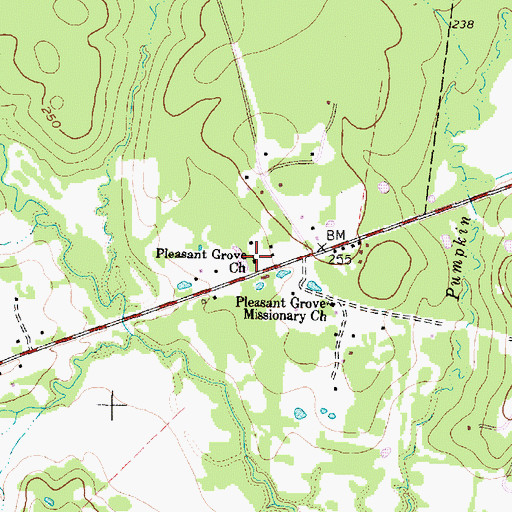 Topographic Map of Pleasant Grove Church, TX
