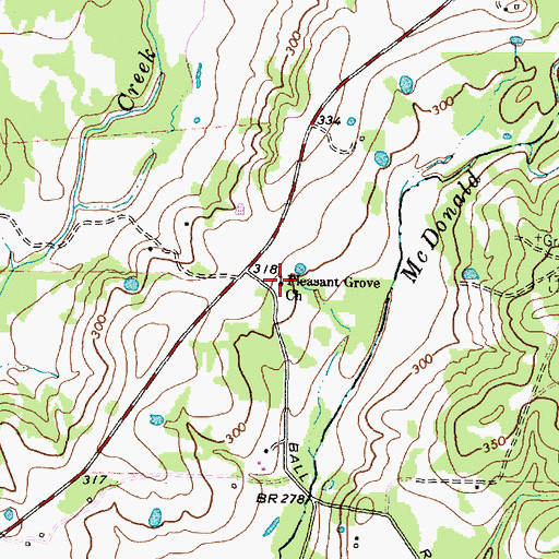 Topographic Map of Pleasant Grove Church, TX