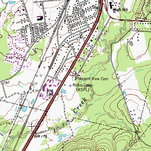 Topographic Map of Pleasant View Cemetery, TX