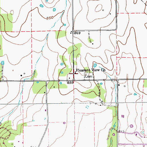 Topographic Map of Pleasant View Church, TX