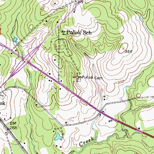 Topographic Map of Pollok Cemetery, TX