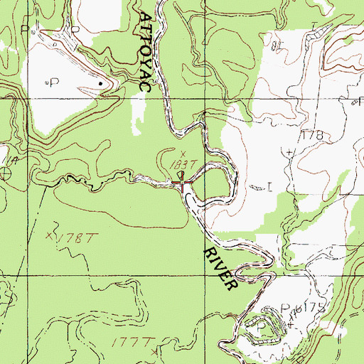 Topographic Map of Polysot Creek, TX