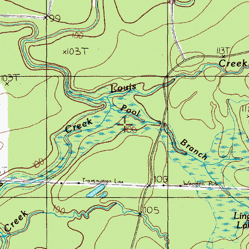 Topographic Map of Pool Branch, TX
