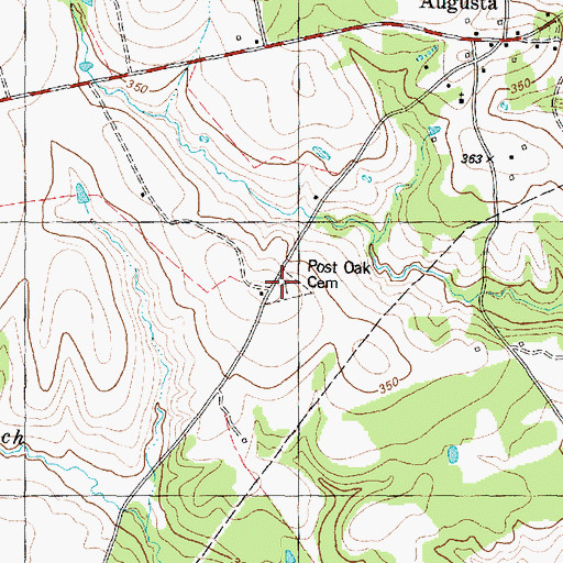 Topographic Map of Post Oak Cemetery, TX