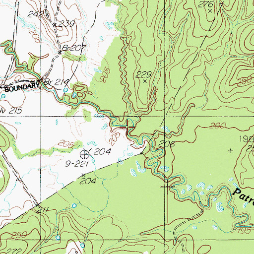 Topographic Map of Prairie Creek, TX