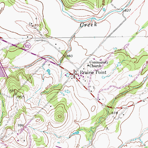 Topographic Map of Prairie Point, TX