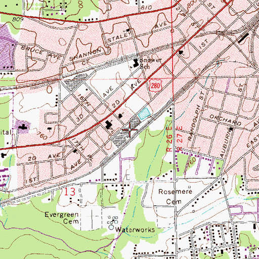 Topographic Map of Parkway Shopping Center, AL